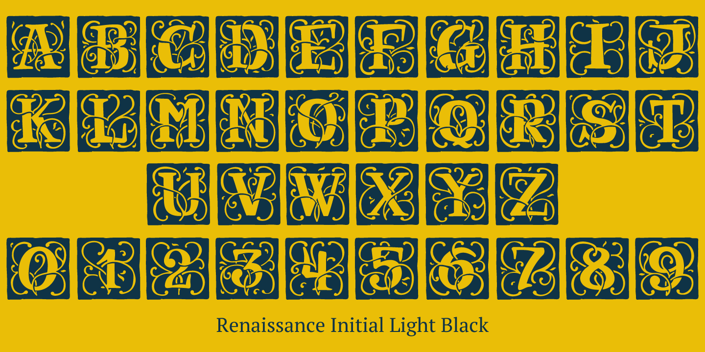 Przykład czcionki Renaissance Initial Dots Black